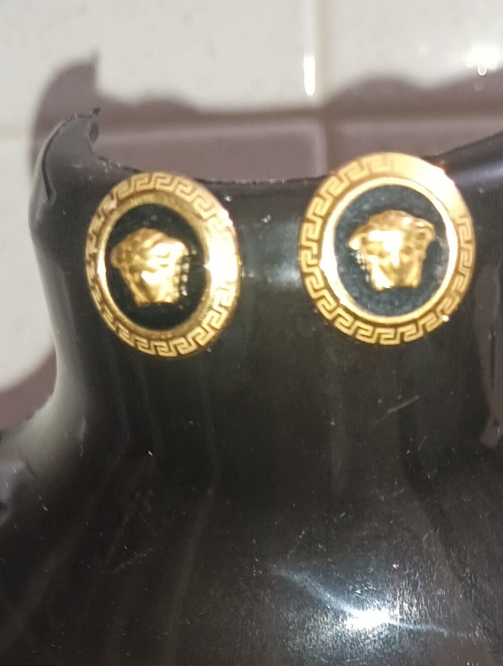 Versace Black and Gold Medusa Earrings